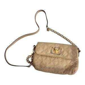 Marc Jacobs Beige Leather Diamond Quilted Chainlink Strap Shoulder Mini Bag